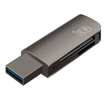 KAWAU C370 USB3.0 SD+TF 2-i-1 Kortleser Bærbar Mini Metall Kortleser med Enkelt Stasjonsbokstav