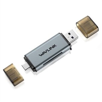 Vennligst oversett til norsk:

WAVLINK WL-CR3002 Type-C+USB3.0 SD / TF-kortleser i aluminiumslegering-skallminnekortenhet