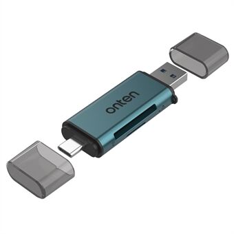 ONTEN CR532 2-i-1 USB-A / USB-C til SD2.0 / TF2.0 Kortleser i Aluminiumlegering med dobbel tilkobling.