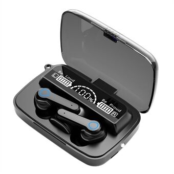 M19 TWS Bluetooth 5.1 Sport Headset Touch Siri Digital Display Trådløse stereohodetelefoner Ørepropper - galvanisert sølv