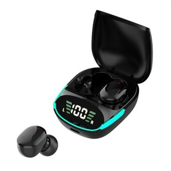 TG06 TWS Bluetooth 5.1 trådløs hodetelefon LED-belysning Hodetelefon In-ear Headset med digital skjerm, ladeveske