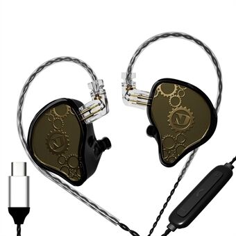 ND Venus Avtakbare Type-C Kablede Hodetelefoner HiFi Lyd Industrielle In-Ear Øretelefoner (Med Mikrofon)