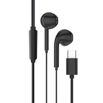 TIANSTON E50 Type-C kablet hodetelefon digital dekoding ledningskontroll musikk headset - Svart