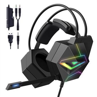 ONIKUMA X20 RGB over-ear-hodetelefoner 3,5 mm kablet spillhodesett med støydempende mikrofon