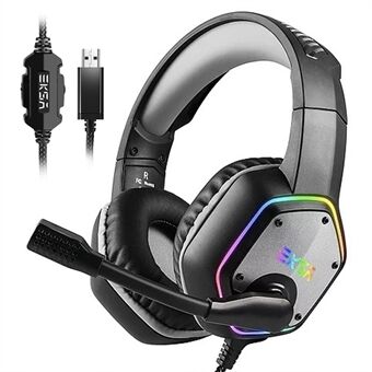 EKSA E1000 Over-ear kablet hodetelefon 7.1 Stereo Fargerike RGB Light PC Gaming Headset med mikrofon