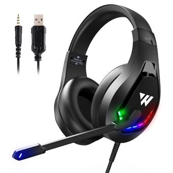 WINTORY M6 Kablet Over-Ear Heavy Bass Stereo E-sportshodetelefon RGB LED-lys Profesjonelt spillhodesett