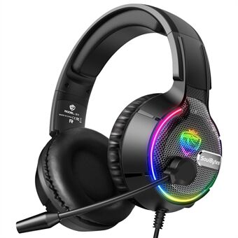 SOUBYTES S19 PC Gaming Hodetelefon HiFi 3D Sound Kablet Headset med RGB fargerikt lys og komfortabelt hodebånd