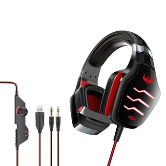 OVLENG GT85 HD Surround Sound E-Sport-hodetelefoner LED-belysning spillhodesett, USB+2*3,5 mm plugg