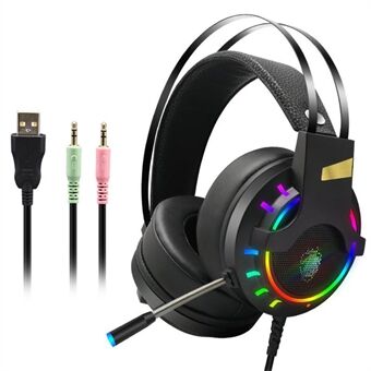 K3 RGB Gaming Headset E-Sports Stereo Sound 3,5 mm kablet hodetelefon med mikrofon for bærbare datamaskiner, datamaskiner