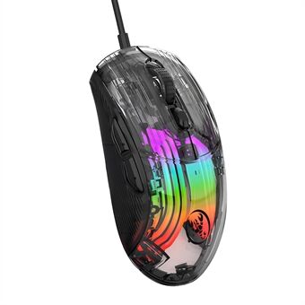 HXSJ X400B Kablet Gaming-mus 6 Justerbare DPI RGB-belysning Gjennomsiktig Makro Programmerbar Mus