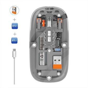 M233 Transparent Mus Trådløs Bluetooth Tre Modus Stille Mus for PC Bærbar datamaskin (CE-sertifisert)