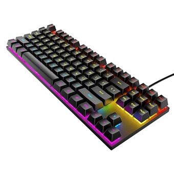 T-WOLF T18 USB Kablet Tastatur 87-tasters Flerfarget Bakgrunnsbelyst Datamaskin Gaming Mekanisk Tastatur