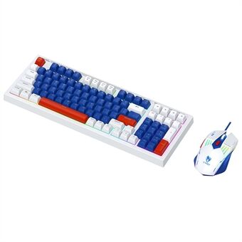 T-WOLF TF610 Bakgrunnsbelyst USB kablet gaming-tastatur og mus-sett for datamaskin laptop