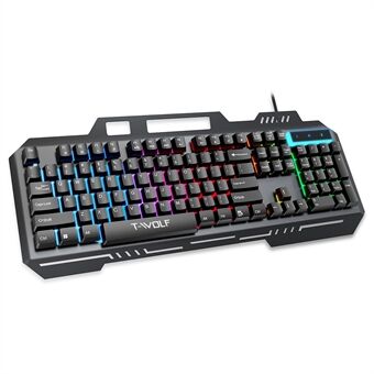 T-WOLF T16 Bakbelyst Tastatur med Kabel 104-tasters Gaming-tastatur Med Omgivelseslys Gaming-tastatur