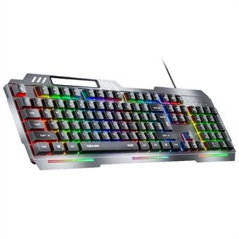 INPHIC K2 104-tasters kablet gaming-tastatur metallpanel mekanisk tastatur med 7 farger bakgrunnsbelysning