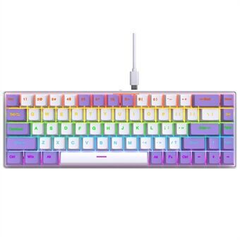 Y-FRUITFUL K68 Fargeoppsplittende Kablet Tastatur 68-Tasters RGB Bakbelyst Datamaskin Kontor Spilltastatur