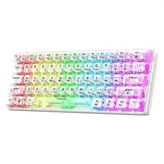 XUNFOX K30 Pro Tre moduser Transparent Mekanisk Tastatur Hvit Aksel 61 Taster Spilltastatur med RGB Bakbelysning