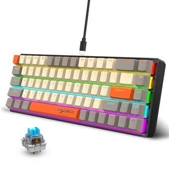 HXSJ K88 Gaming Keyboard 68 nøkler Mekanisk kablet tastatur med LED-bakgrunnsbelysning