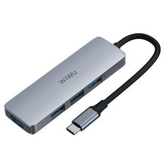 WIWU Alpha 440 Pro Type-C Hub til 4 x USB 3.0-porter, høhastighets dataoverføringsadapter for