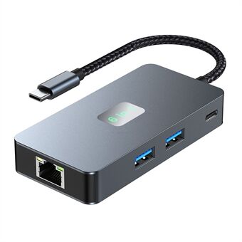 2308 6-i-1 USB Hub Type-C til RJ45 Gigabit + USB3.2x3 + 4K 60Hz HD + PD 100W Type-C Adapter