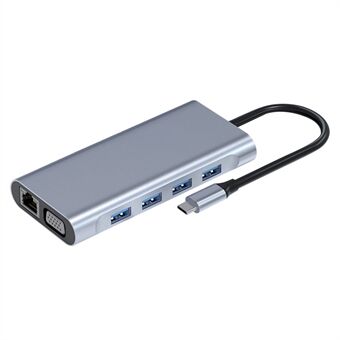 11 i 1 USB-C Hub Bærbar Multi-port Adapter Dokkingstasjon med 4 USB-porter for MacBook Pro/Air/XPS/Type-C-enheter