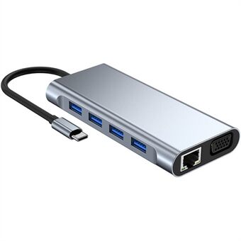 YG-2110 11 i 1 Type C til HDMI VGA RJ45 AUX Adapter SD TF Kortleser USB 3.0 Hub