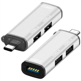 ADS-302C Type-C-adapterhub til USB 3.0 + Dobbel USB 2.0-utvidelsesstasjon