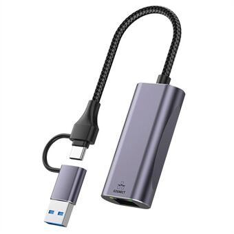 T30B Dokkingstasjon USB / Type-C til Gigabit Hub-adapter for bærbar PC, nettbrett, telefoner