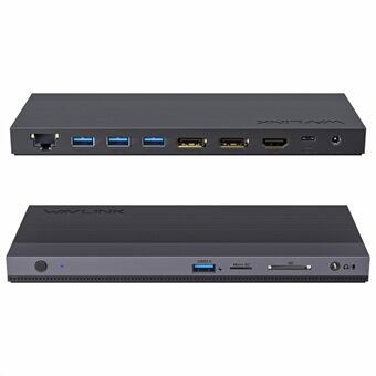 WAVLINK UMD01R Pro 13-i-1 Laptop Docking Station 2x Displayport og HD 4x USB 3.0 SD / TF Kortleser