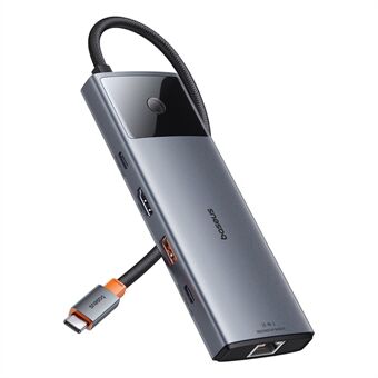 BASEUS Metal Gleam Series II 10-i-1 Type-C HUB Adapter Multi-Port USB-C Dockingstasjon til USB / HD / RJ45 / SD / TF