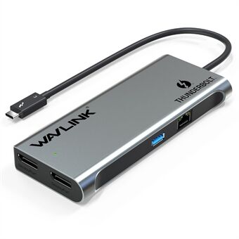 Vennligst oversett til norsk: 

WAVLINK WL-UTD05 4-i-1-dokkingstasjon Type-C til 2 DisplayPort / USB3.0 / RJ45, Thunderbolt 3 USB-C til DP-adapter støtter dobbel 4K / 60Hz.