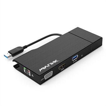 Vennligst oversett til norsk:

WAVLINK WL-UG39DH2 Dual 2K HD Mini Docking Station USB3.0 til HD / VGA / Gigabit Ethernet Splitter-adapter med combo-kortleser.