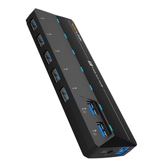 WAVLINK WL-UH3073D SuperSpeed USB3.0 Hub Adapter 7-Port Docking Station med individuell strømbryter