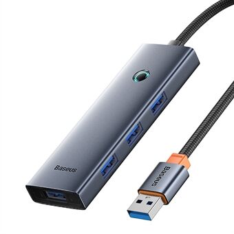 BASEUS UltraJoy Series 100CM Kabel Multi-Port Hub USB Adapter til 4 x USB 3.0 + Type-C 5V - Romgrå