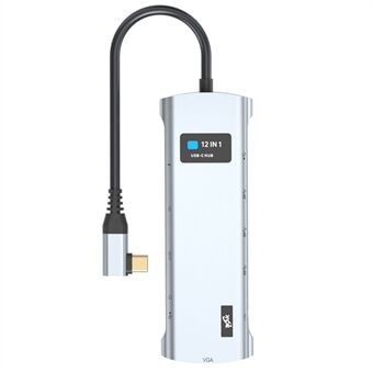 V261A Type-C Hub med PD+USB3.0+USB2.0+Type-C+SD / TF+RJ45+USB-lyd+HD+VGA