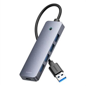 BASEUS UltraJoy Series BS-OH080 15 cm 4-Port USB3.0 HUB Lite Bærbar Dokkingstasjon med Type-C 5V, Mørk Grå