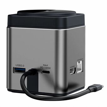 WIWU Wi-W025 9-i-1 Multi-port Dockingstasjon Hub-adapter med 15W trådløs lader, HD, PD 100W