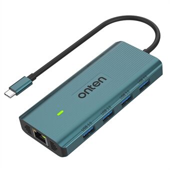 ONTEN UC962 10-i-1 Type-C til USB3.0*4+HD+SD+TF+Jack+PD 3.0+RJ45 USB-hub-dokkingstasjon