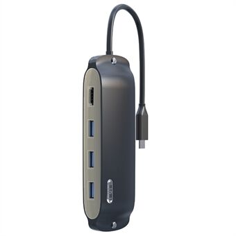 BS8H Type-C Hub Converter til PD+USB 3.0+2xUSB 2.0+HD videoutgangsport+2 kortleserspor+RJ45