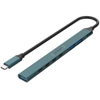 ONTEN UC972C 7-i-1 Aluminiumslegering Type-C Hub USB 3.0 / 2.0 + Type-C Multiport Dockingstasjon - Furu Grønn