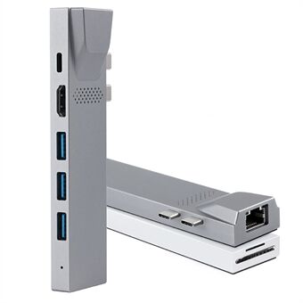 YSTC0168 8 i 1 bærbar USB C Hub Høyhastighets datasynkroniseringsadapter Multifunksjonskonverter USB-C til Thunderbolt 3/Gigabit/HDMI/USB 3.0