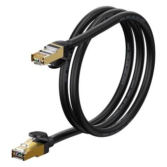 BASEUS Høyhastighets Cat7 RJ45 10 Gigabit Nettverkskabel Datamaskin LAN Ethernet Tilkoblingsledning (Rund Kabel), 1m - Svart