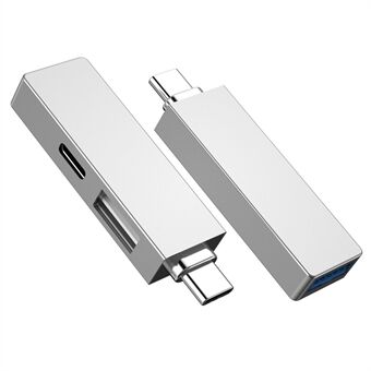 WIWU Alpha T02 Pro Type-C Hann til PD USB-C + Dobbelt USB Hunn Adapter 3-i-1 Konverter