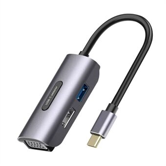 V186A 3 i 1 Type-C Hub Adapter USB-C til VGA + USB3.0 Dock Station Splitter-kabel for bærbar PC