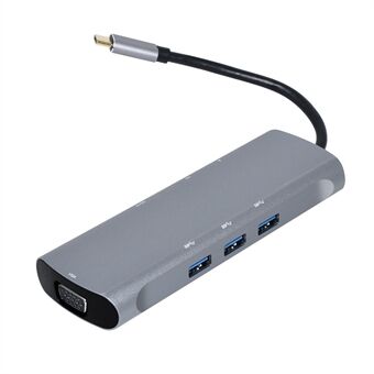 V171A 8 i 1 Type-C HUB til VGA USB 3.0 PD TF minnekortkonverteringsadapter USB Type C dockstasjon