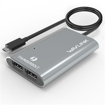 Vennligst oversett til norsk:

WAVLINK UTA21D Thunderbolt 3 Type-C til Dobbel DisplayPort-adapter DP 4K / 5K / 8K videodisplay-konverter