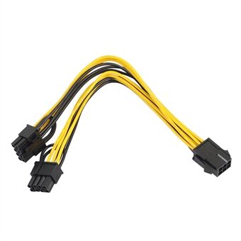 PCI-E 6-Pin til Dual 6 + 2-Pin (6-Pin / 8-Pin) Splitterkabel Grafisk Videokort 6-Pin til Dual 8-Pin strømforsyningskabel 20cm