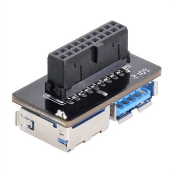 U3-056 Dual USB 3.0 A Type Hunn til Hovedkort 20Pin Box Header Slot PCBA Flat Type Converter Adapter