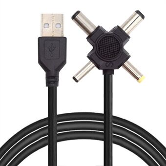 PW-010-AM USB 2.0 til DC 5.5x2.5mm 5.5x2.1mm 4.0x1.7mm 3.5x1.3mm konnektor ladekabel, 1.5m