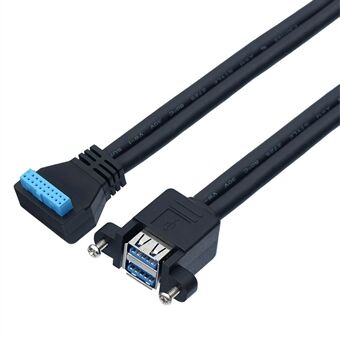 0,5m Dobbeltlag USB3.0-kontakt med fast skruehull til 20-pins albueforlengelseskabel